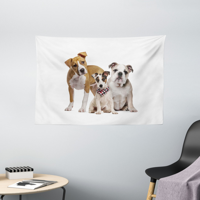 Funny Various Breeds of Dogs Wide Tapestry