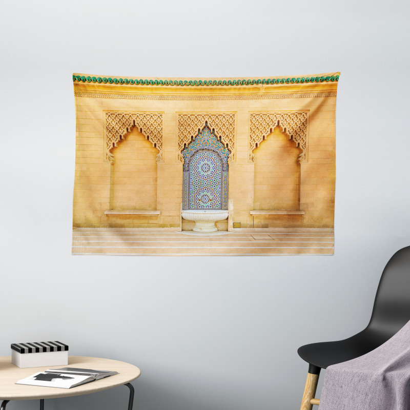 Moroccan Tile Fountain Wide Tapestry