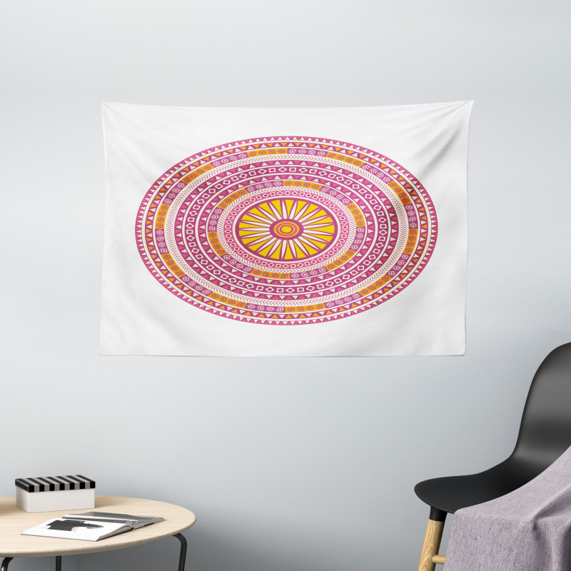 Abstract Bohemian Medallion Wide Tapestry