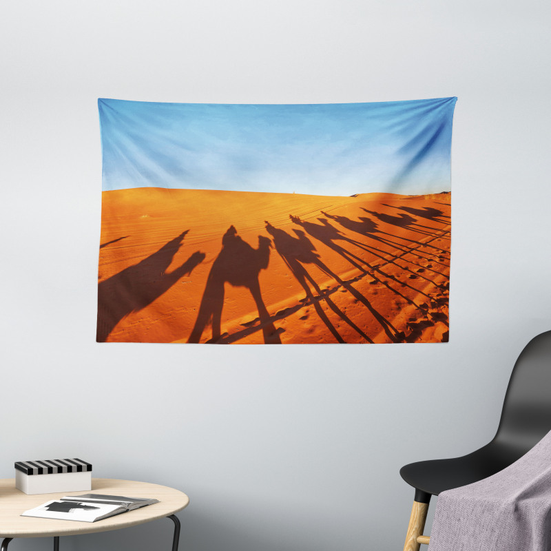 Camel Caravan Silhouette Wide Tapestry