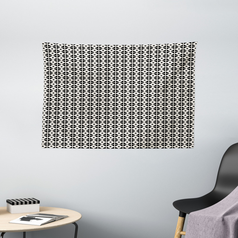 Monochrome Abstract Squares Wide Tapestry