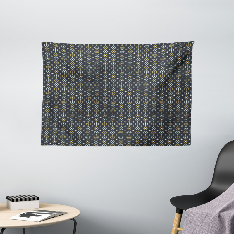 Tribal Rhomb and Triangle Wide Tapestry