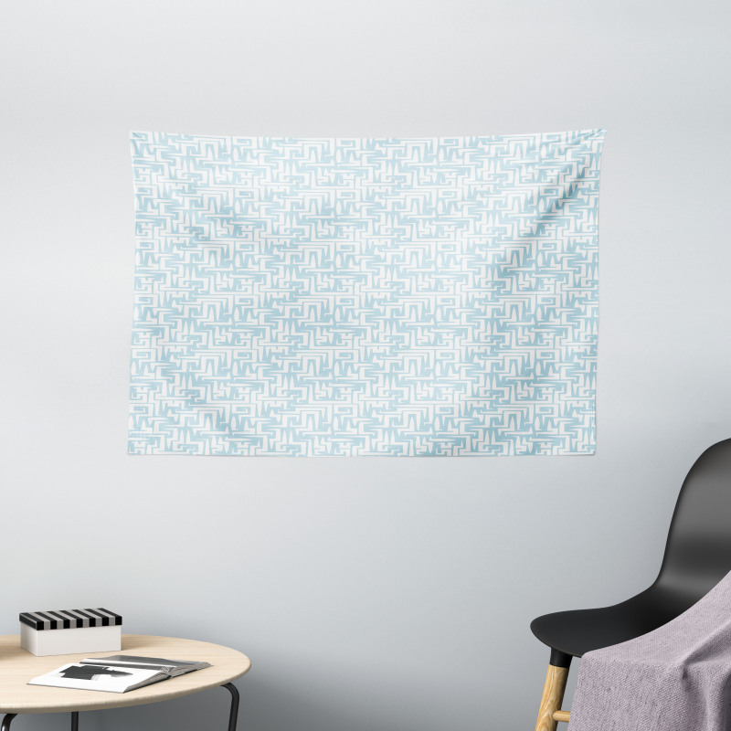 Abstract Maze Style Motif Wide Tapestry