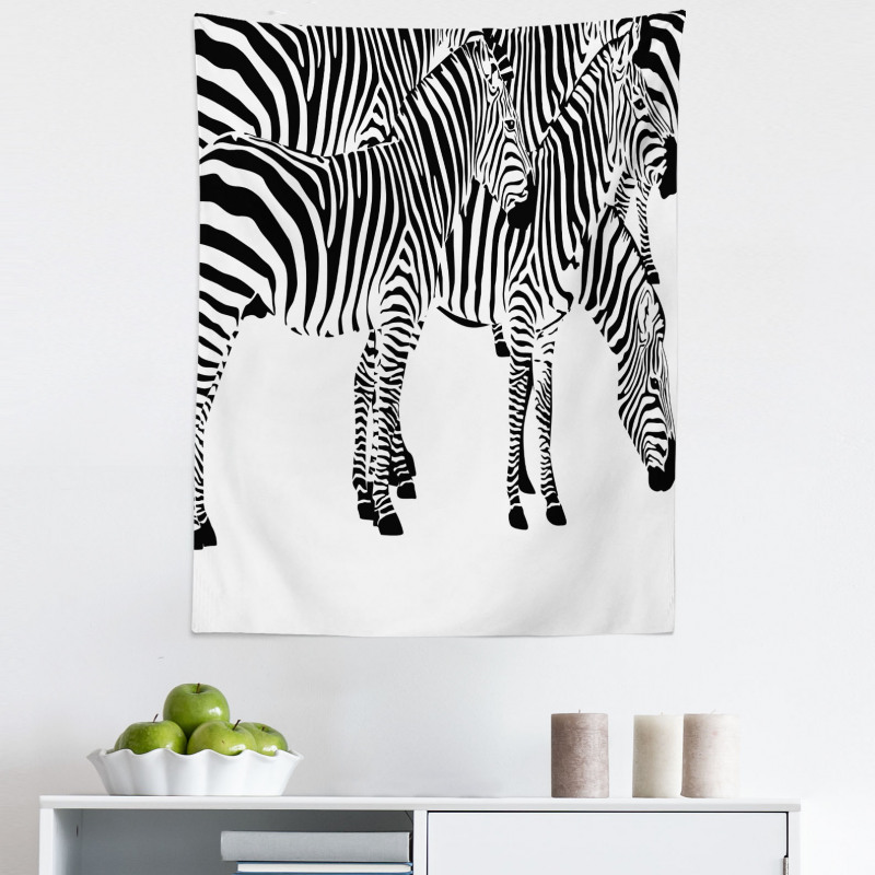 Hayvan Deseni Mikrofiber Duvar Halısı Zebra Sürüsü Desenli