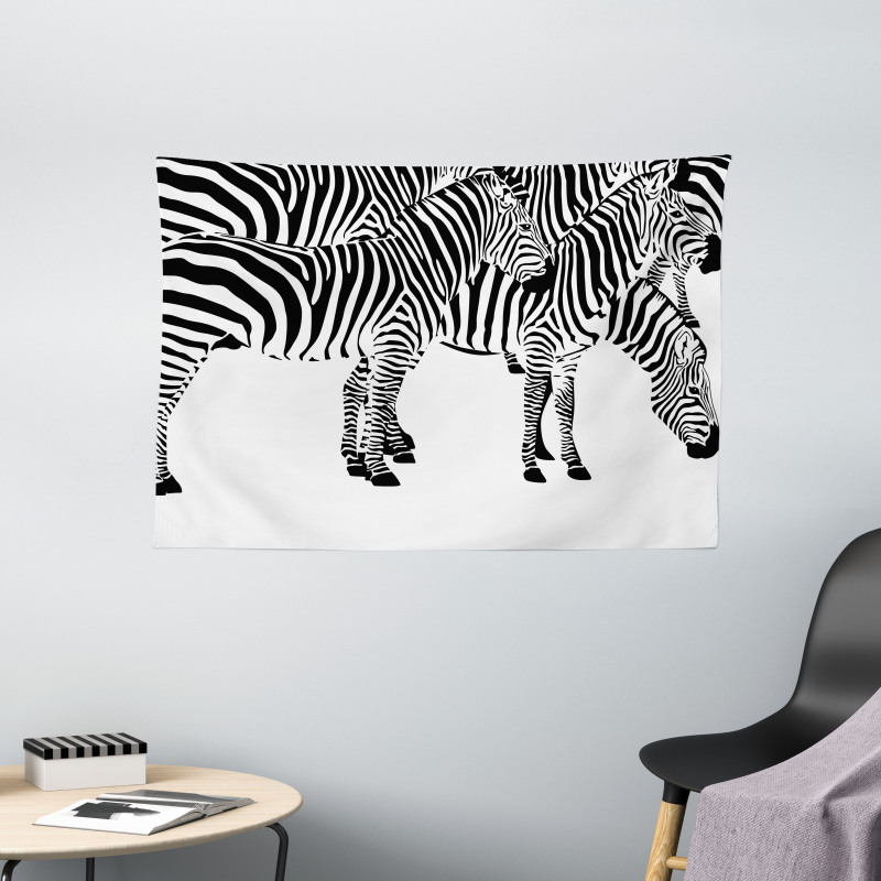 Wild Zebras Wide Tapestry