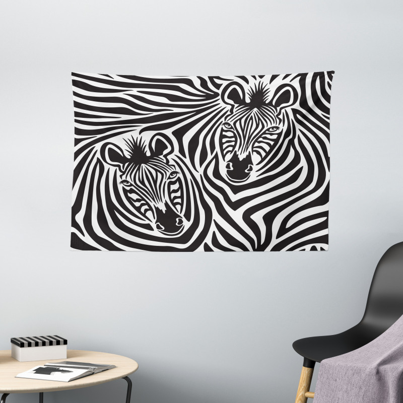 Zebras Eyes and Face Wide Tapestry
