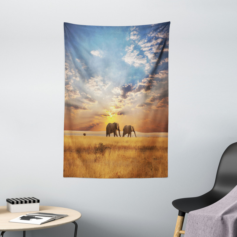 Elephants Untouched Land Tapestry