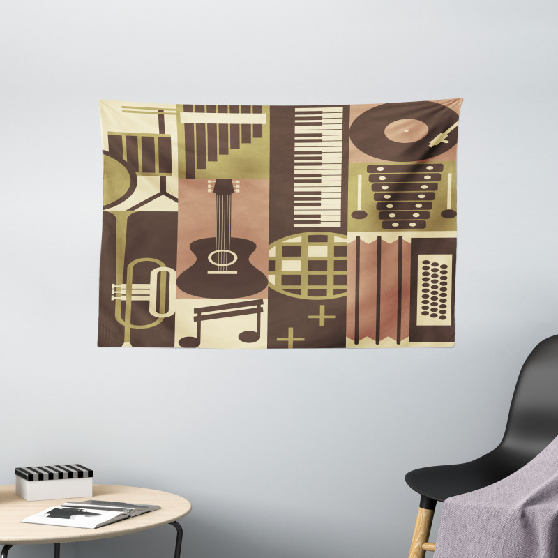 Vintage Instruments Doodle Wide Tapestry