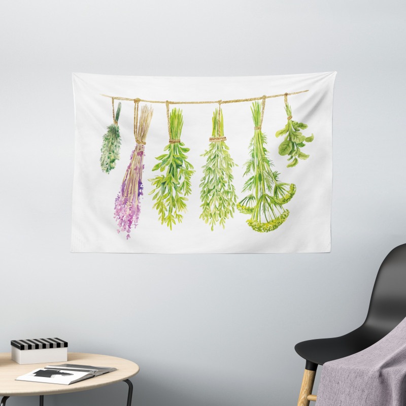 Hanged Beneficial Plants Dry Wide Tapestry