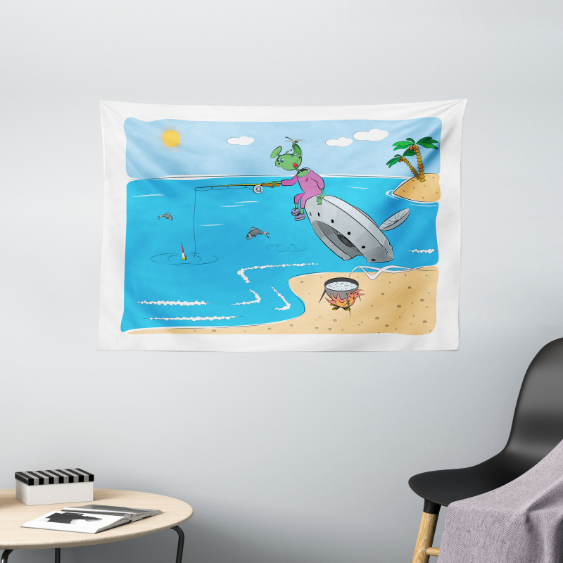 Monster Fishing in the Sea Wide Tapestry