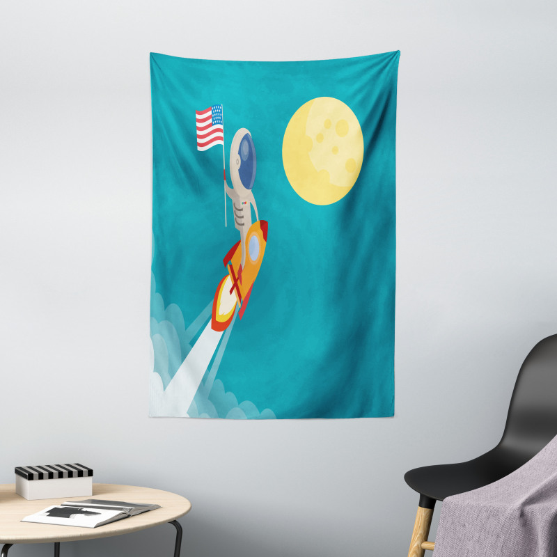 Astronaut Flying to the Moon Tapestry