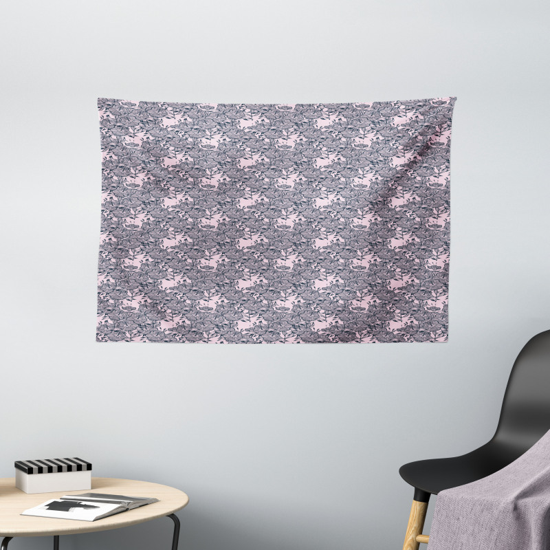 Bindweed Flower Bells Design Wide Tapestry