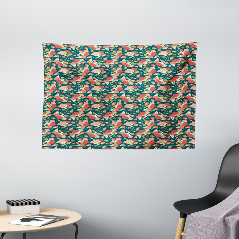 Cartoon Surreal Shapes Wide Tapestry