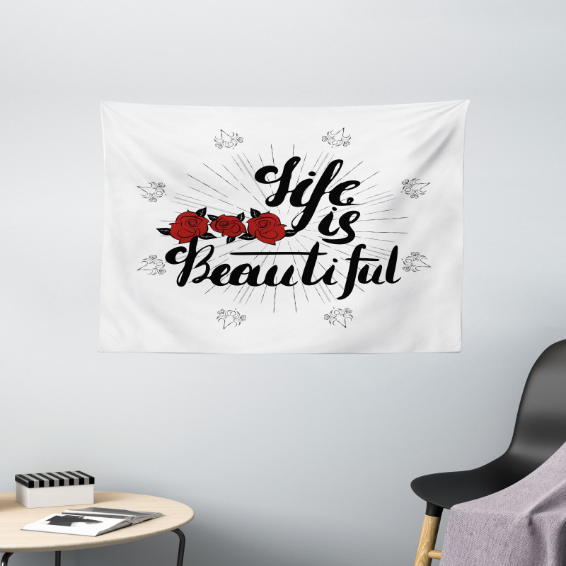 Life is Roses Motif Wide Tapestry