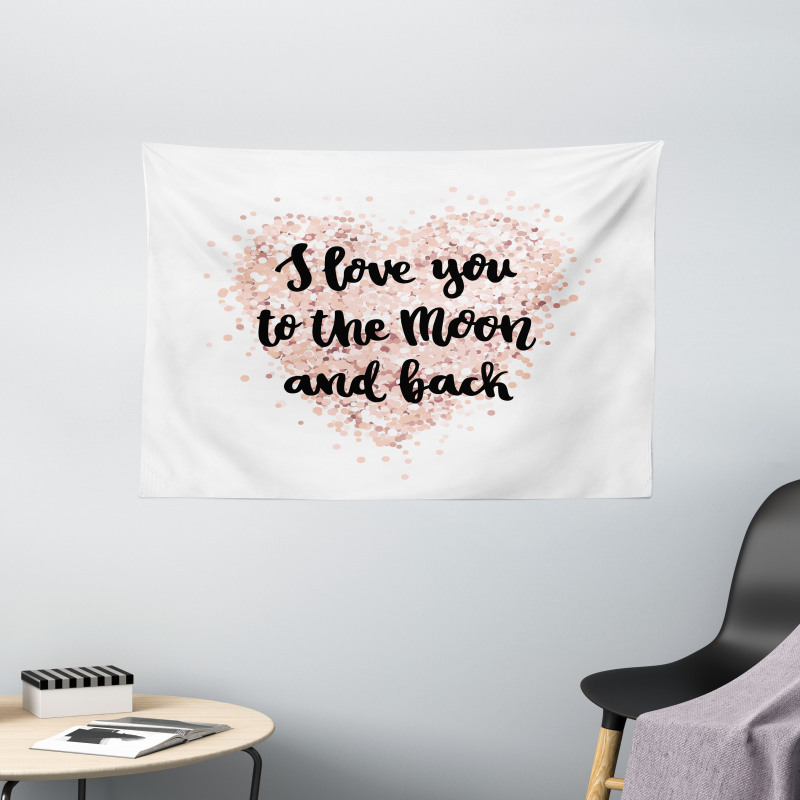 Love Words on Dotwork Heart Wide Tapestry