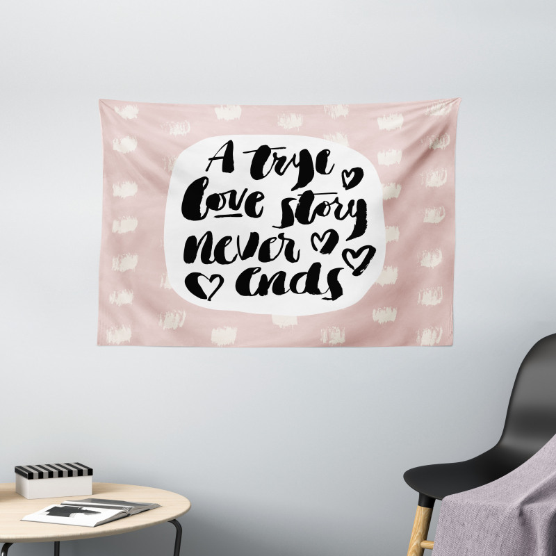 Love Story Saying Wide Tapestry