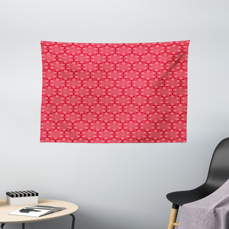 Snowflake Motif with Dots Wide Tapestry