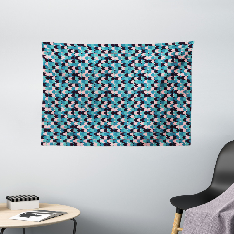 Grunge Half Rounds Motif Wide Tapestry