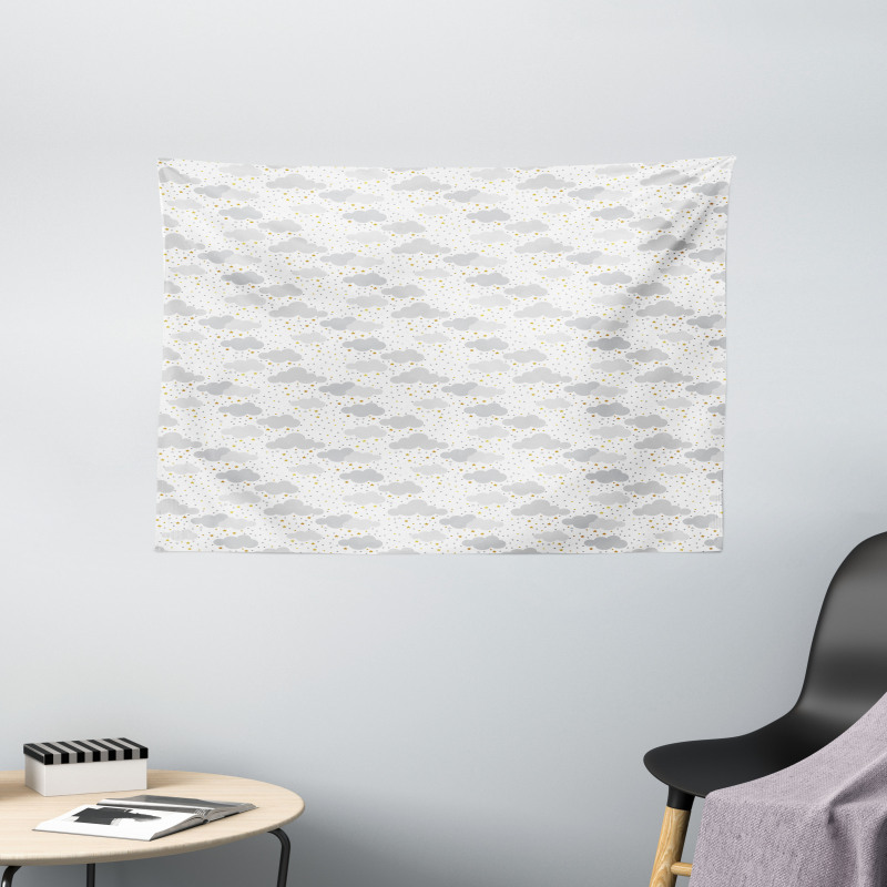 Dreamy Sky with Dots Stars Wide Tapestry