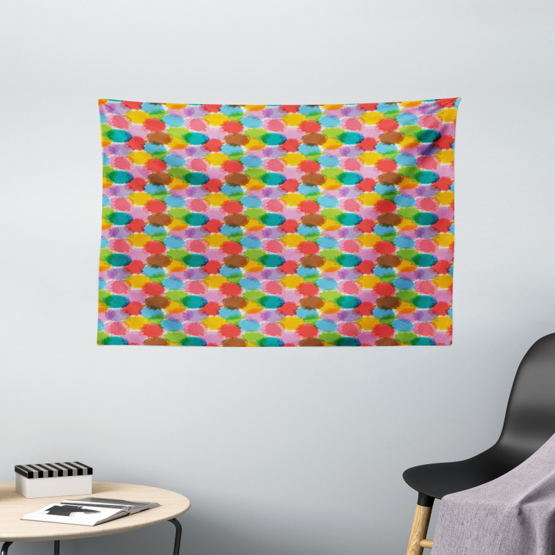 Grunge Vibrant Motif Wide Tapestry