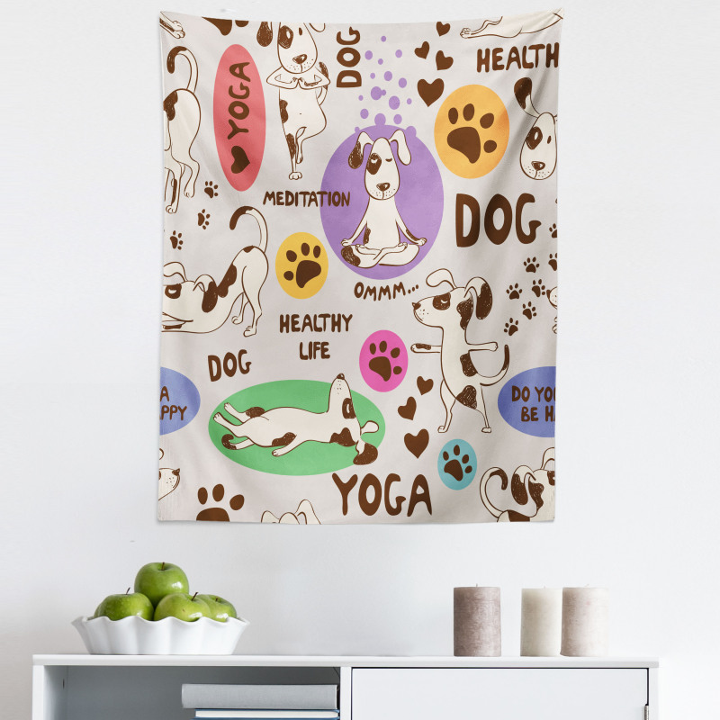 Komilk Mikrofiber Duvar Halısı Yoga Yapan Köpekler Desenli