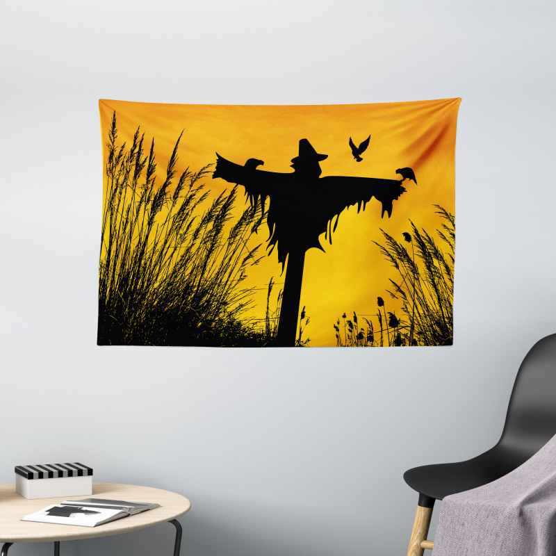 Rural Silhouettes Wide Tapestry