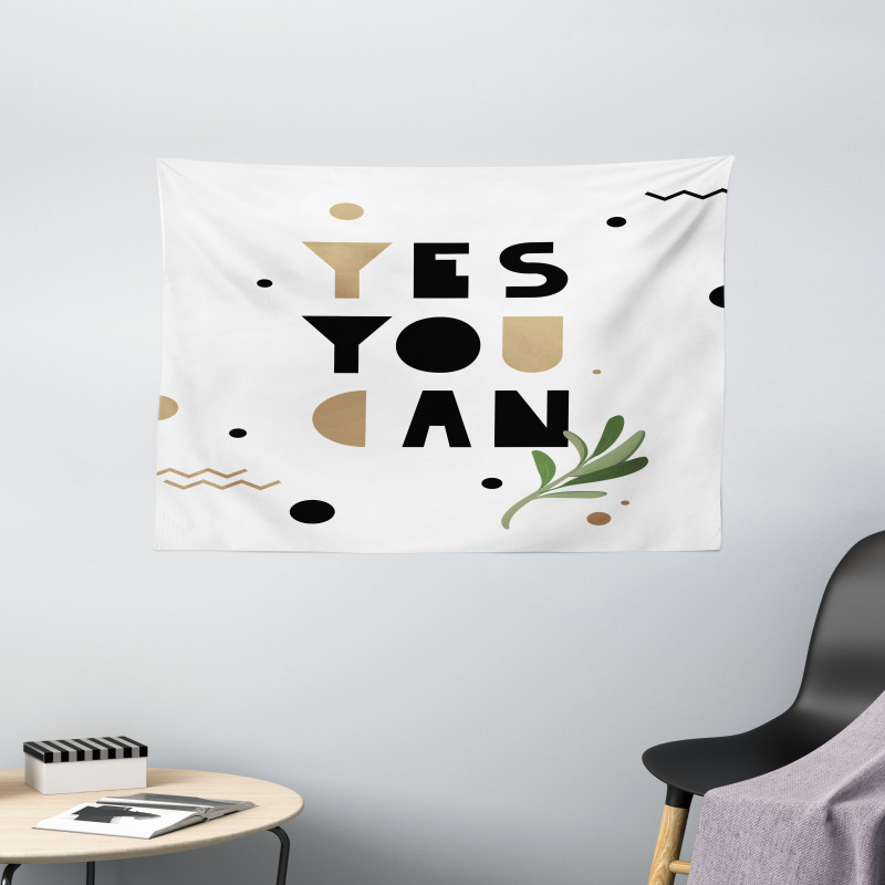 Encouraging Phrase Leaf Wide Tapestry