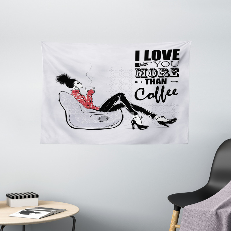 I Love You More than Coffee Wide Tapestry