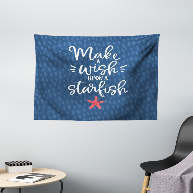 Nautical Text with Starfish Wide Tapestry