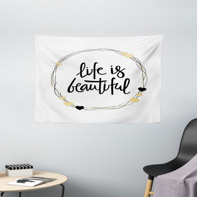 Hearts Line Words Wide Tapestry