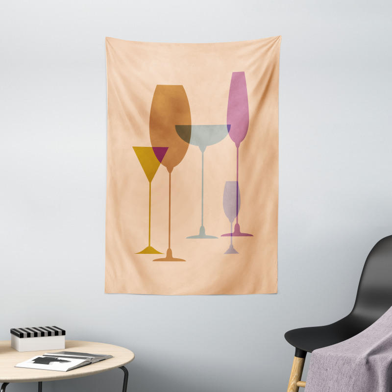 Wine Glasses Silhouette Art Tapestry