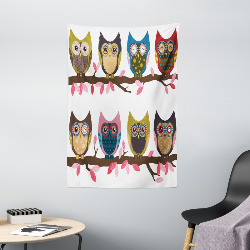 Birds Retro Art Style Tapestry