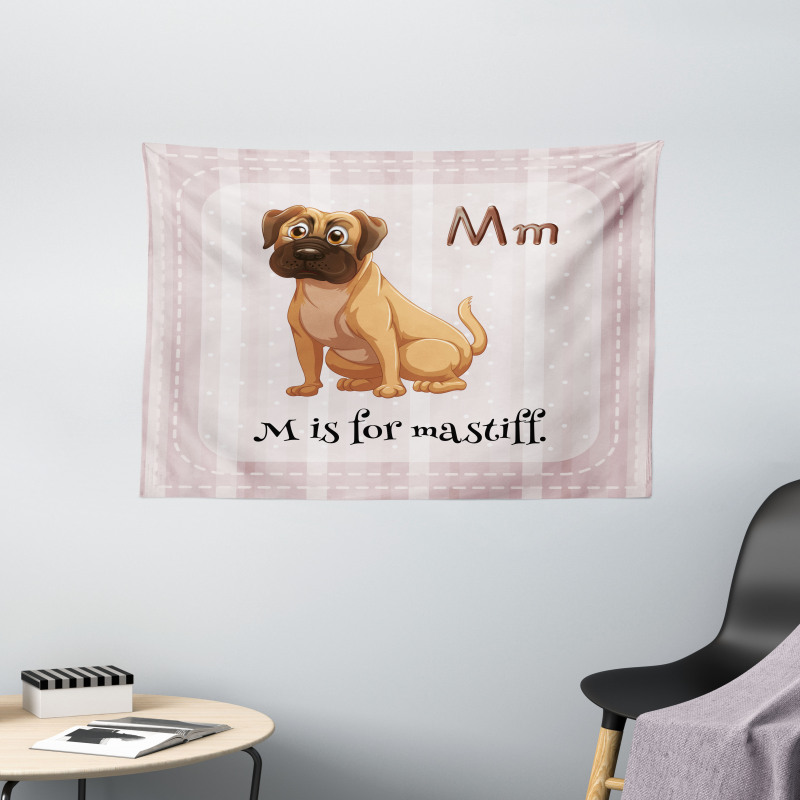 Cartoon English Mastiff Wide Tapestry