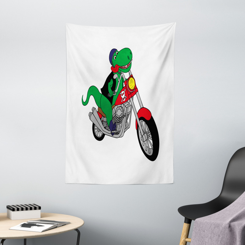 Funny Rider T-rex Tapestry