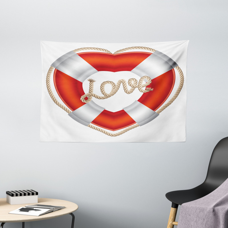 Valentine Love Hearts Wide Tapestry