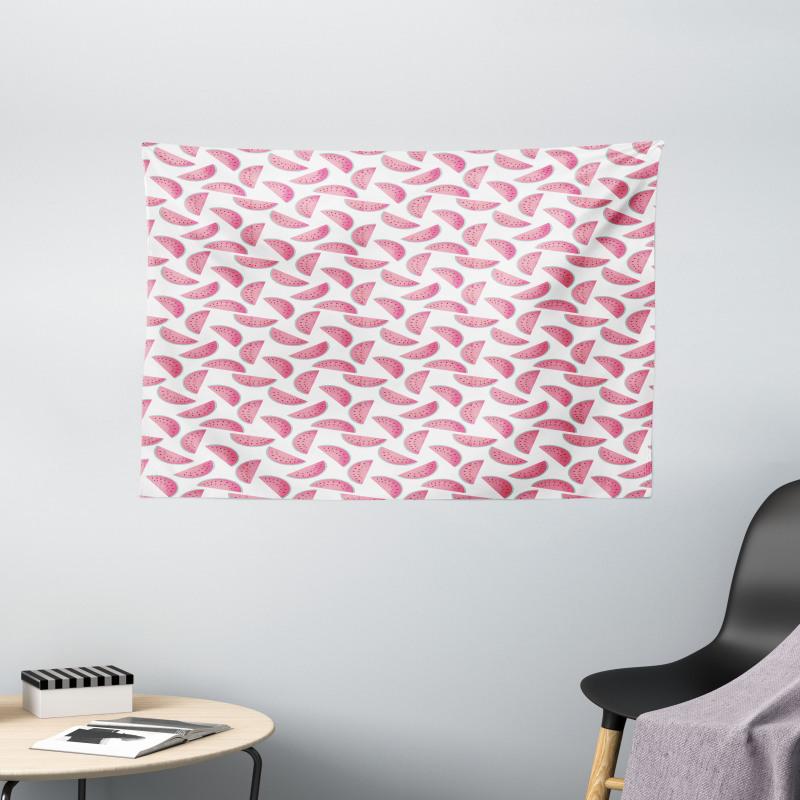 Watermelon Slices Pastel Tone Wide Tapestry