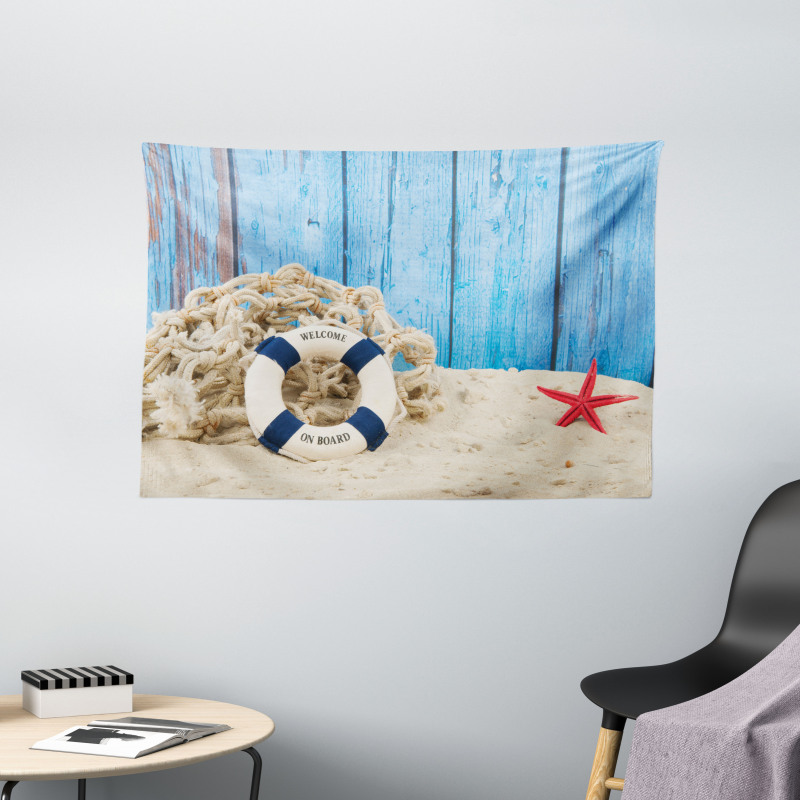 Beach Coastline Welcome Wide Tapestry