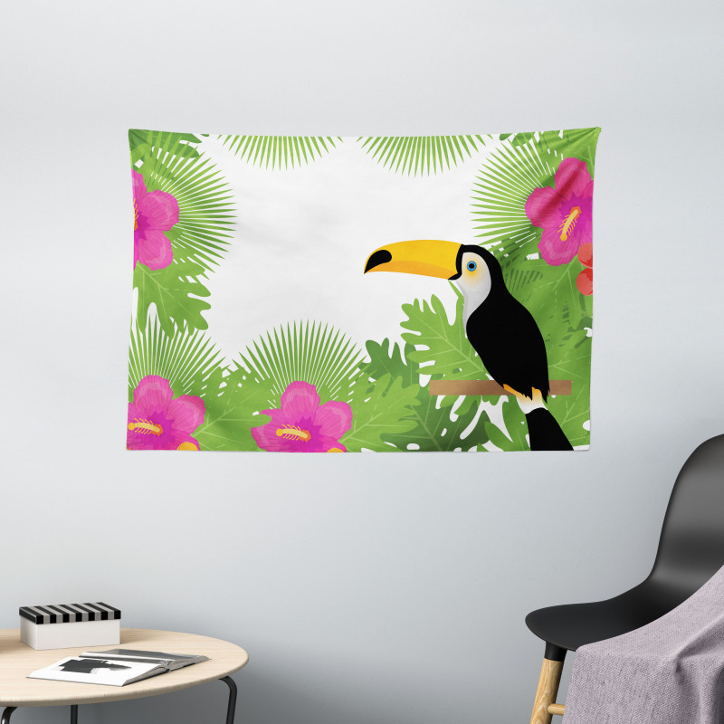 Exotic Plants and Bird Wide Tapestry