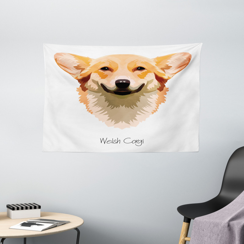 Friendly Funny Welsh Dog Art Wide Tapestry