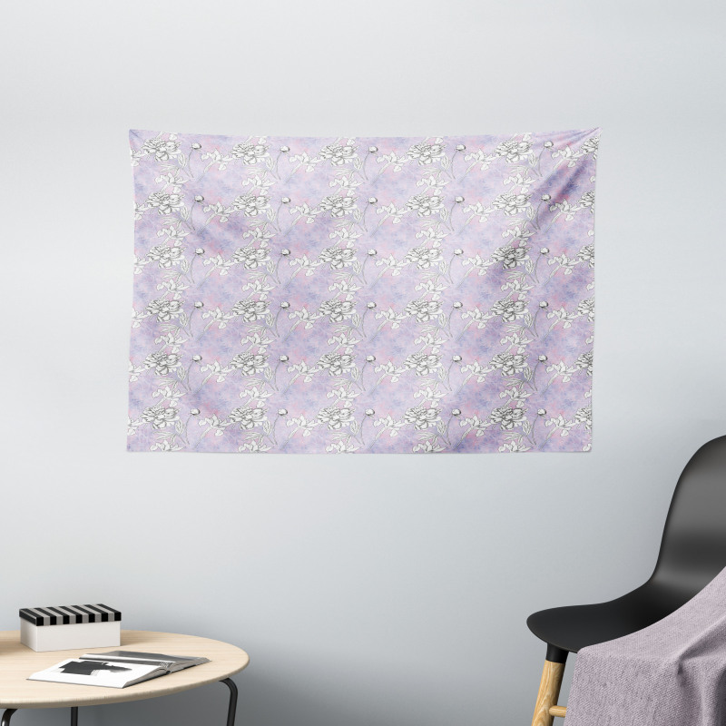 Dreamy Flowers and Buds Wide Tapestry