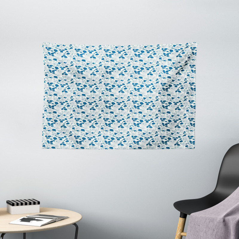 Modern Roses on Polka Dots Wide Tapestry