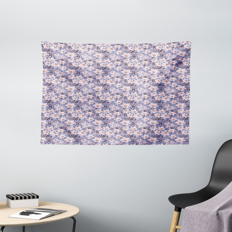 Exotic Flower Petals and Buds Wide Tapestry