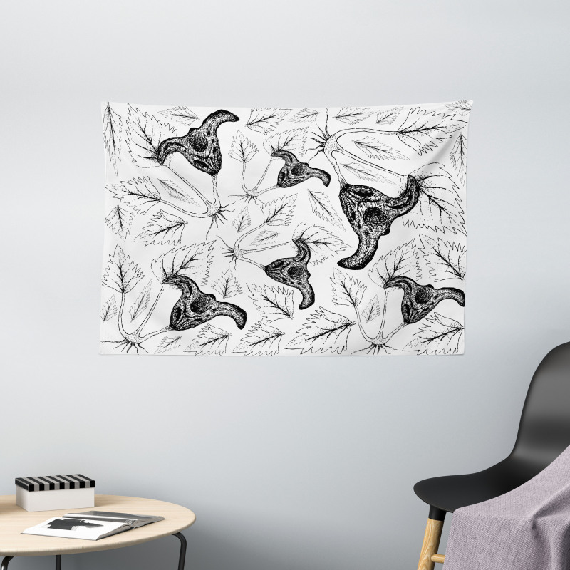 Leaves and Water Caltrop Wide Tapestry