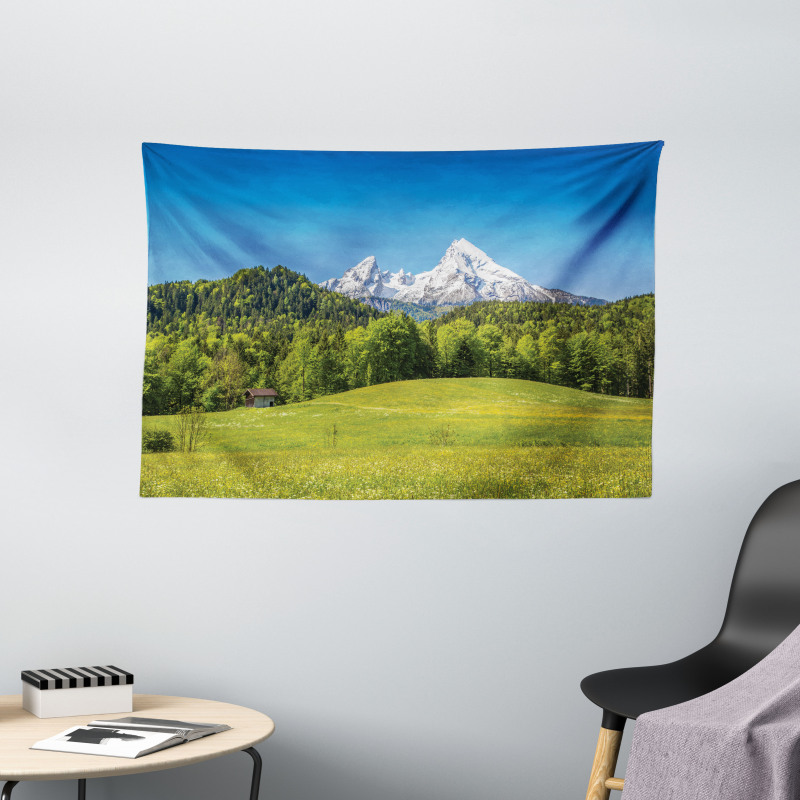 Bavarian Alps Village Wide Tapestry