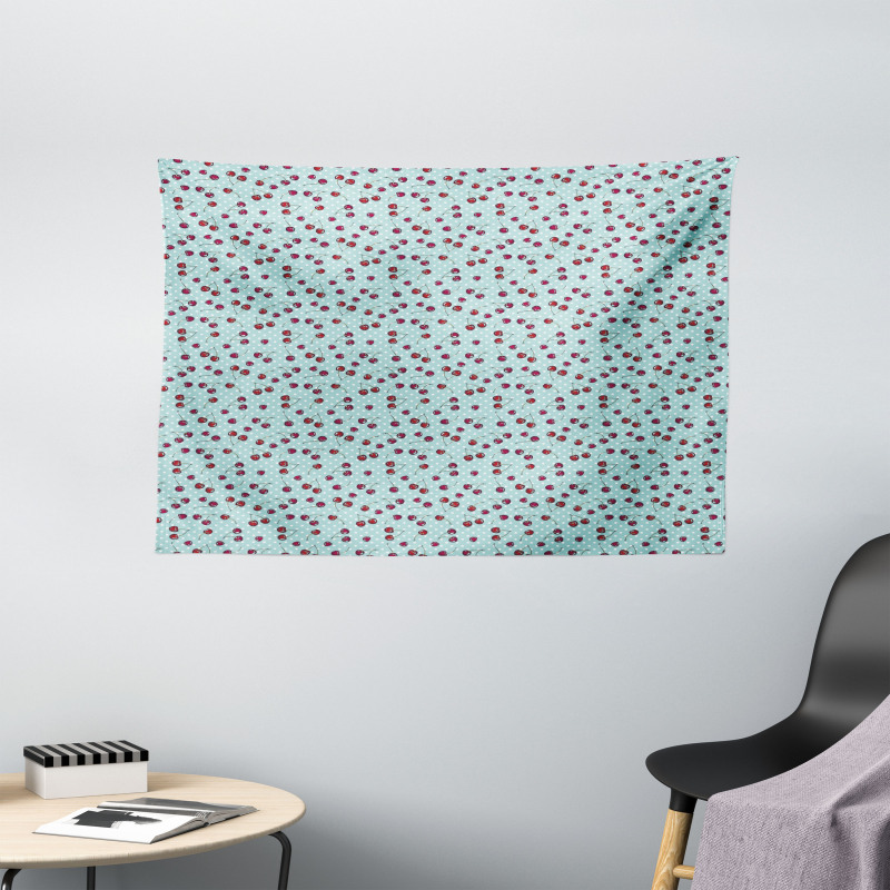 Fruit on Nostalgic Dots Wide Tapestry