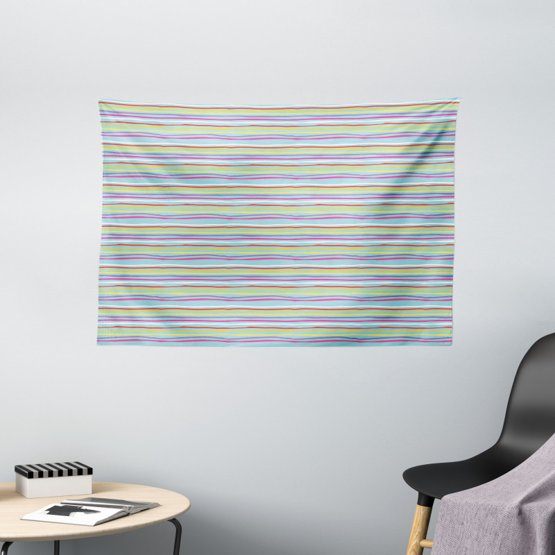 Colorful Ripple Lines Fun Wide Tapestry