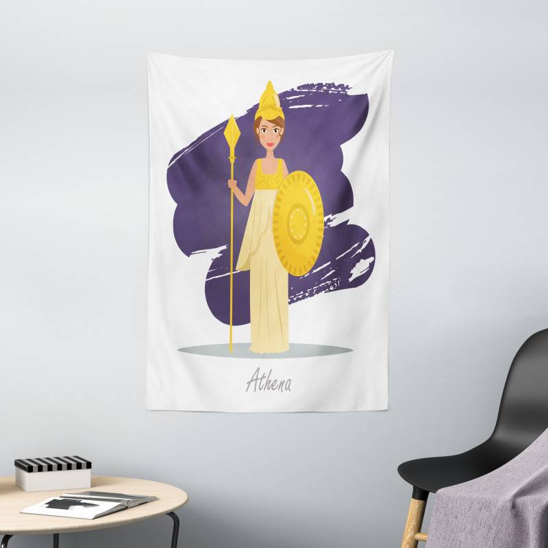 Calligraphic Lady in Armour Tapestry