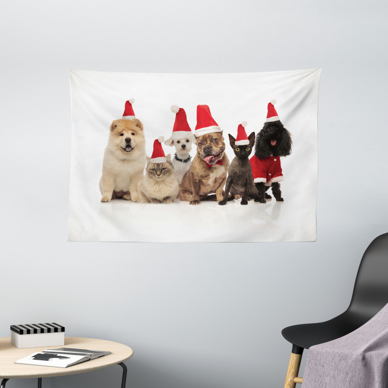 Team of Pets Panting Wide Tapestry