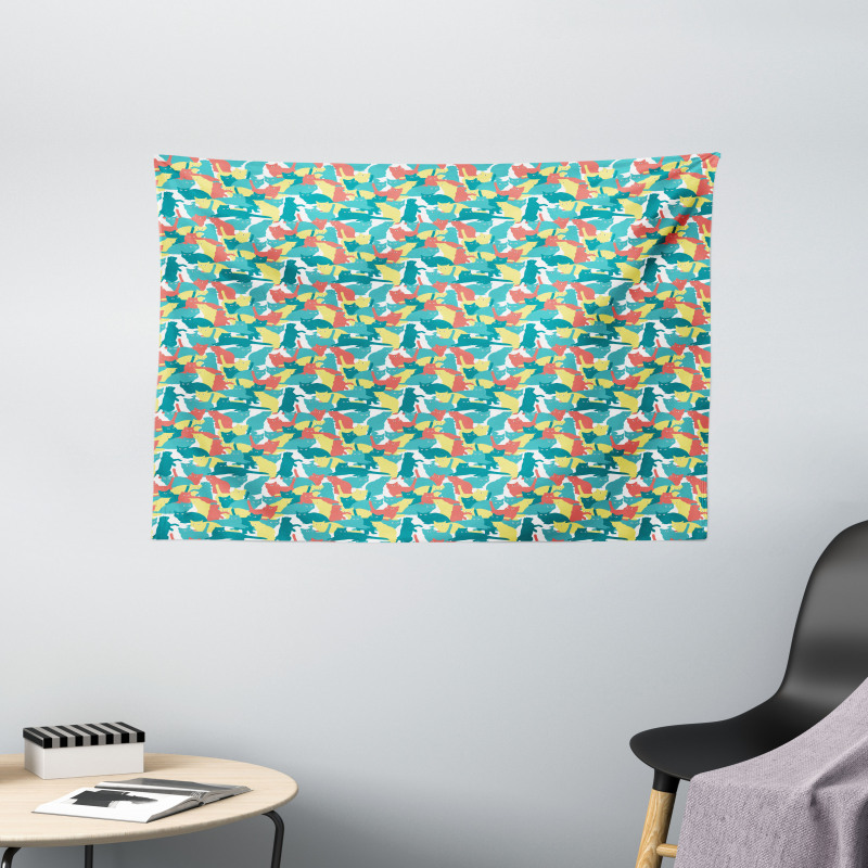 Energetic Kitten Wide Tapestry