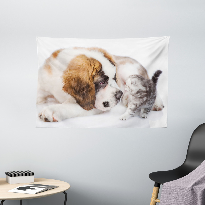 Sniffing Animals Photo Wide Tapestry